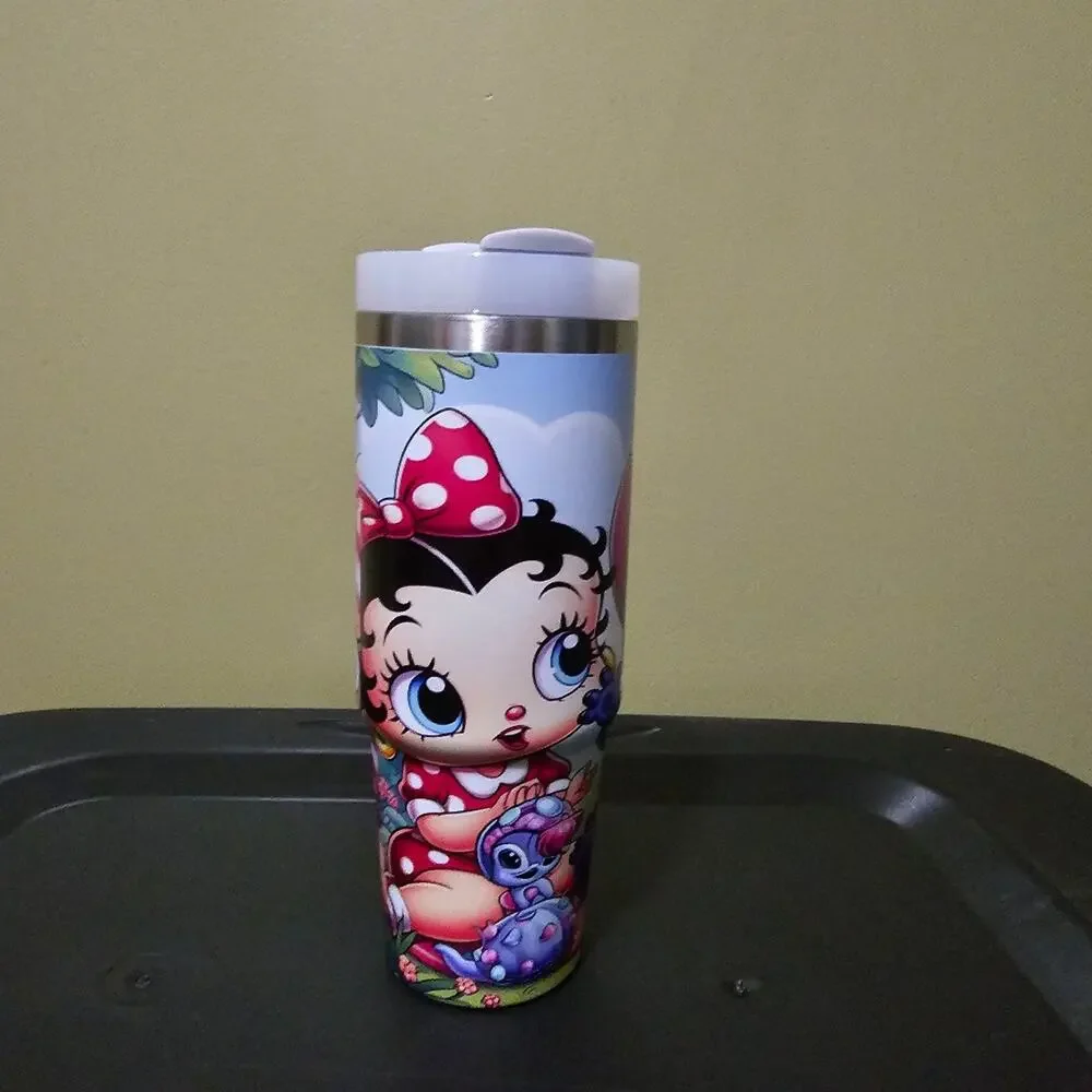 Stitch and Friends 30oz Stainless Steel Insulated Tumbler w/Straw - New